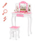 Costzon Kids Vanity, Girls Vanity Set with Mirror and Stool