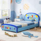 Costzon Twin Bed Frames for Kids, Wood Upholstered Twin Bed Platform with Slat Support, Fits Standard Twin Mattress