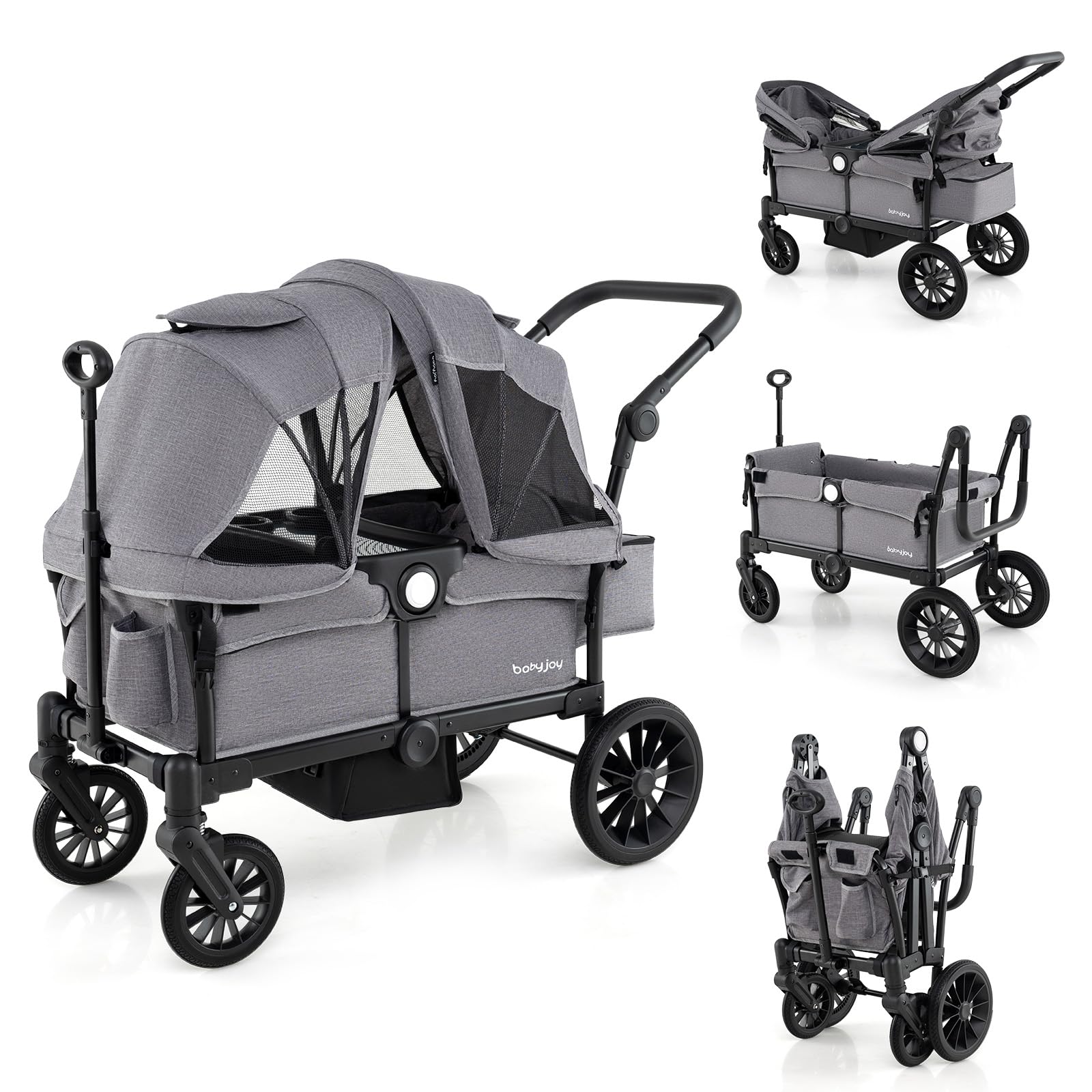 BABY JOY Wagon Stroller for Kids, Collapsible Push Pull Double