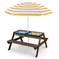 Costzon Kids Picnic Table, 3 in 1 Sand & Water Table w/Height Adjustable Umbrella, Removable Tabletop