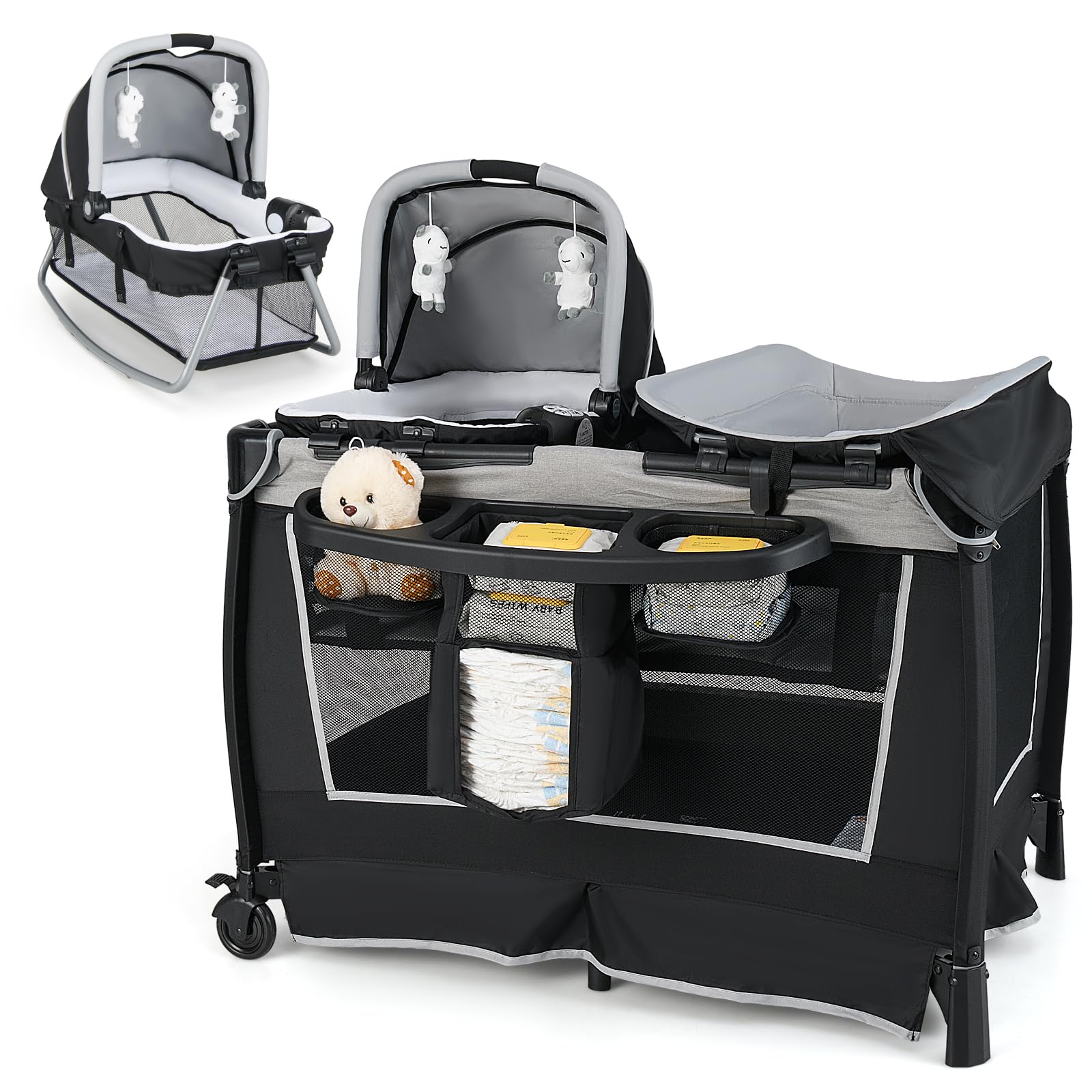 JOY 4 1 Nursery Center Foldable Pack Play w Bassinet Changing Table