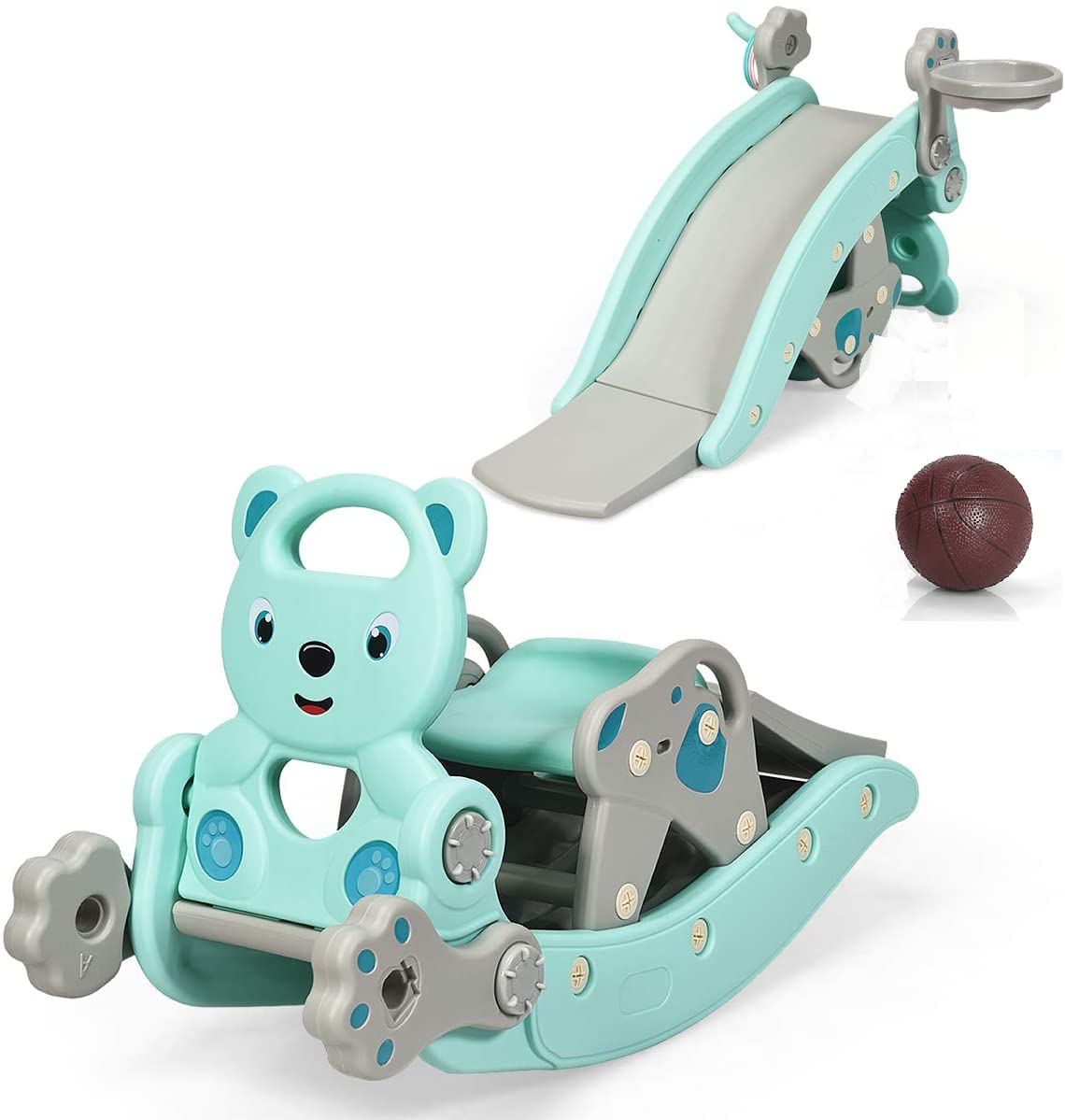 5 1 Slide Rocking Toy Slide Detachable Stool Foldable Climber Playground Slide