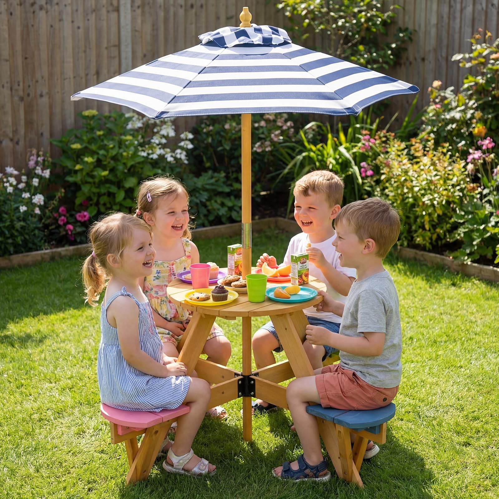 child patio table with umbrella Costzon Kids Picnic Table