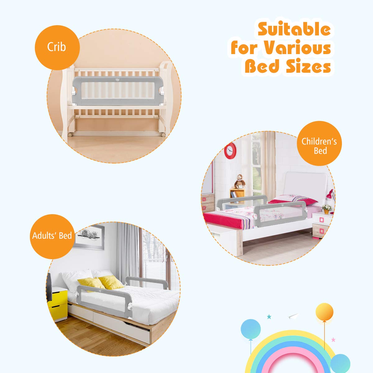 Extra Bed Rails Costzon Bed Rails for Toddlers, Extra Long, Swing Down Safety Bed Guar ...
