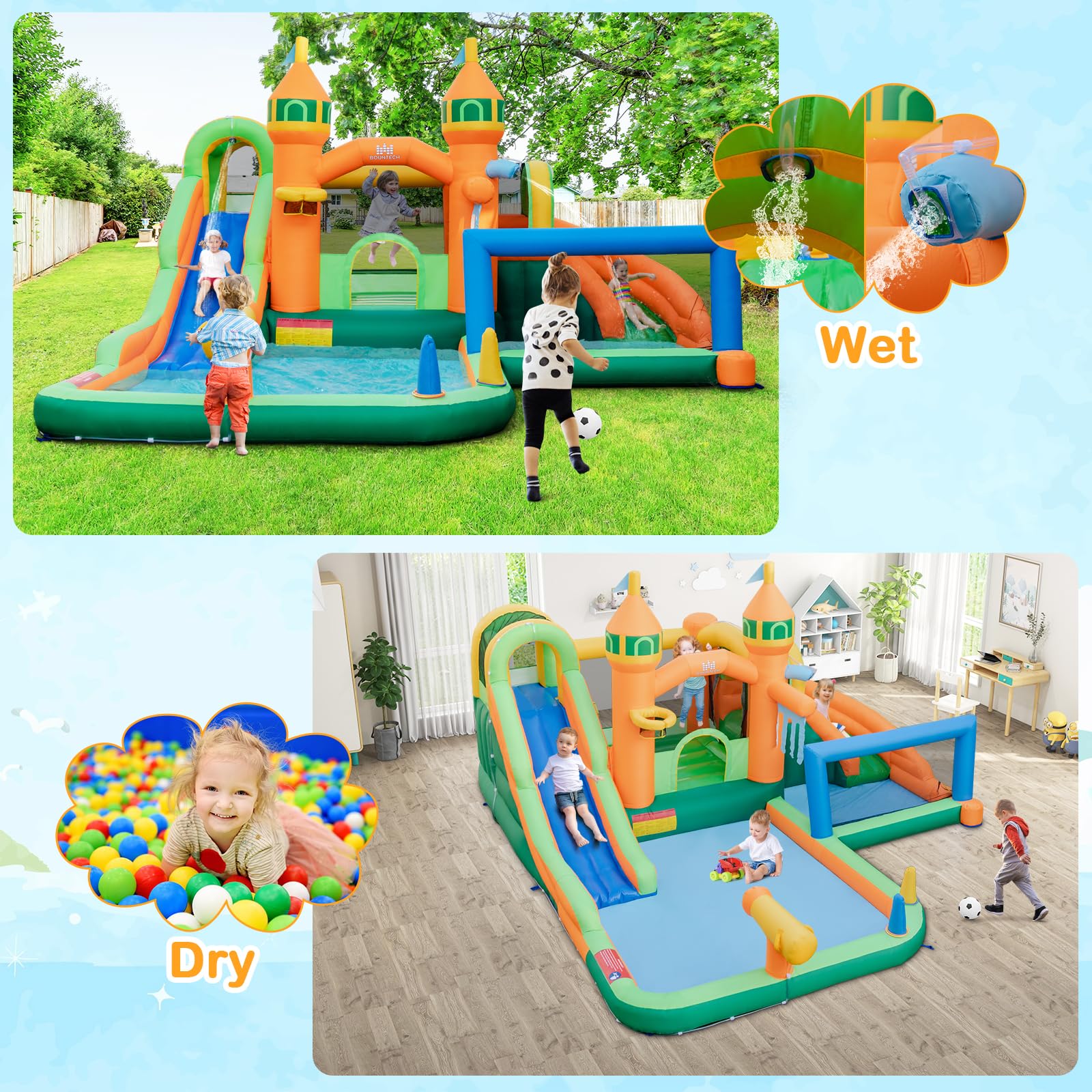 BOUNTECH Inflatable Water Slide Park, 9 in 1 Mega Waterslide Bounce Ho ...