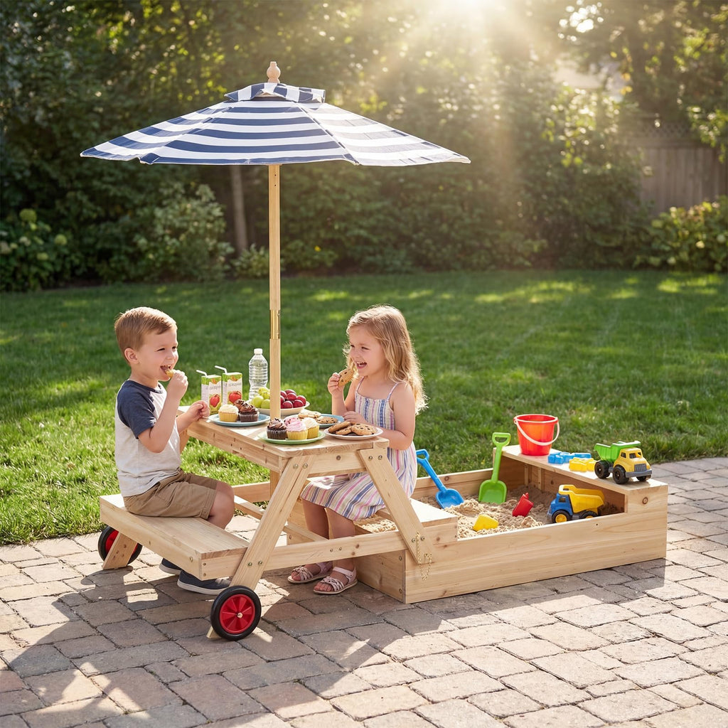 Costzon 3 in 1 Wooden Sandbox With Lid Foldable Picnic Sensory Table costzon-3-in-1-wooden-sandbox-with-lid-foldable-picnic-sensory-table