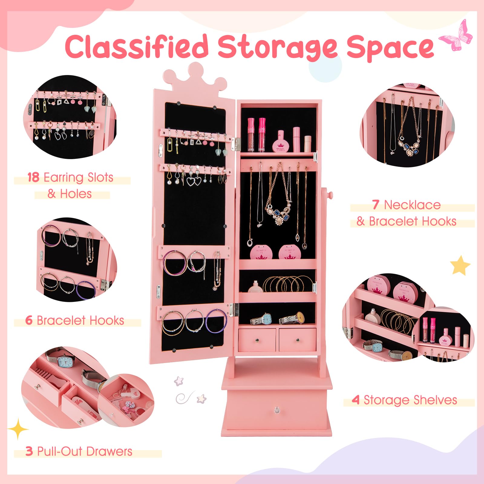 最新人気 Costzon Kids Jewelry Armoire Cabinet, 45 家具