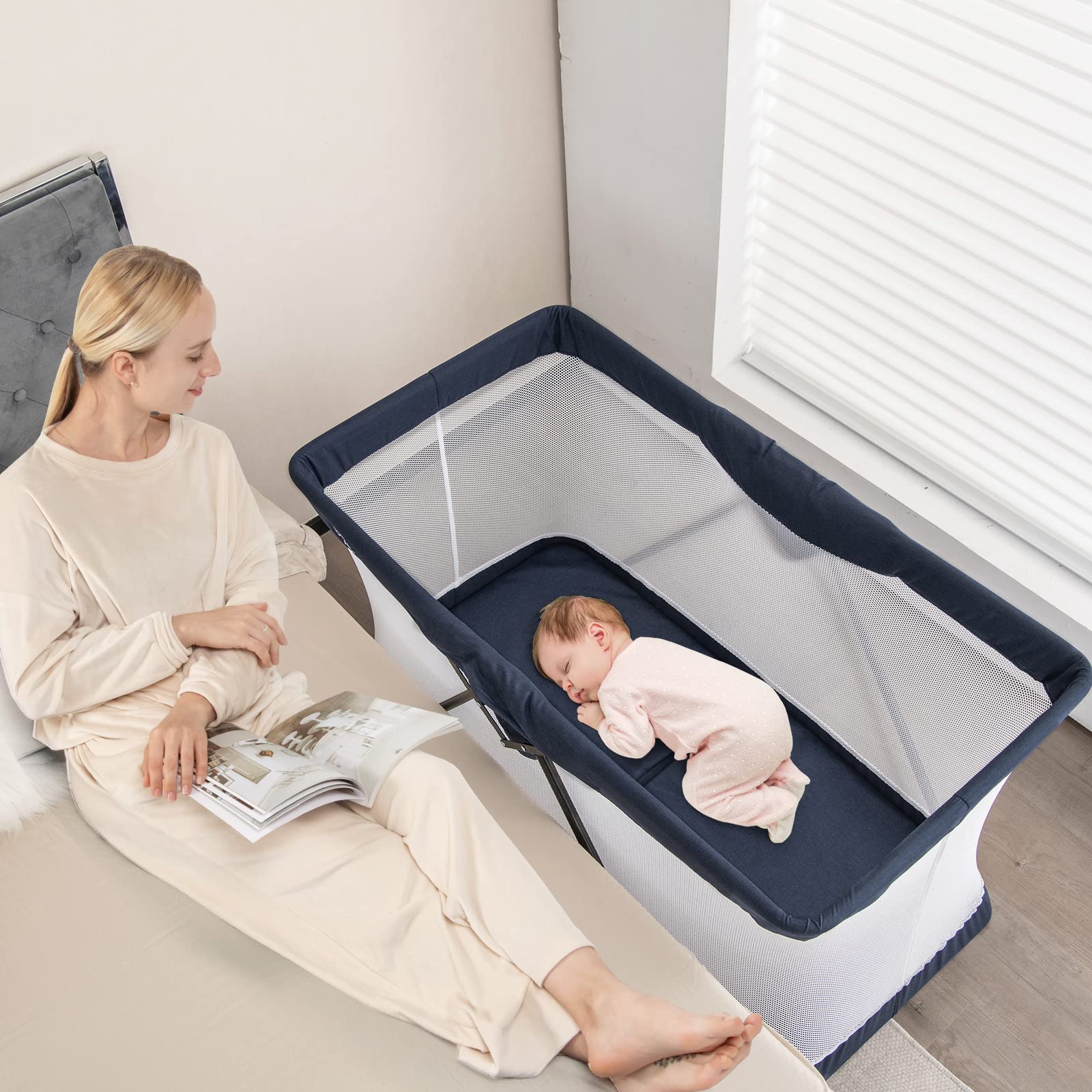 BABY JOY Travel Crib Portable Lightweight Playpen for Baby and Toddle costzon