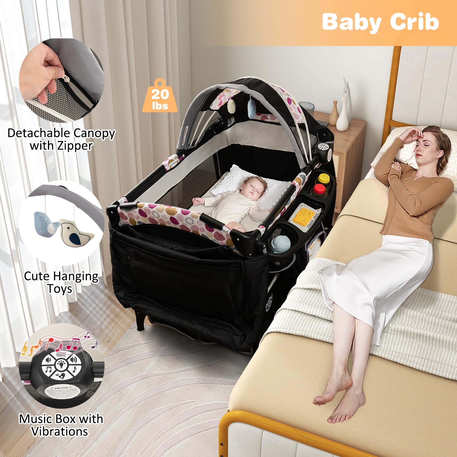 corral baby trend BABY JOY 4 in 1 Pack and Play, Portable Baby Playard with Bassinet & F – costzon