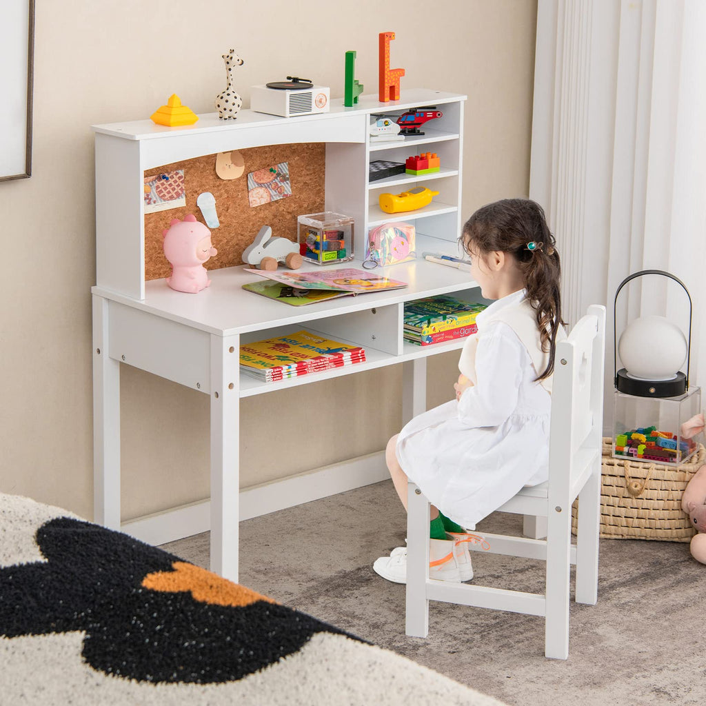 Kids Desk HONEY JOY Kids Table And Chair Set, Wooden Lift-Top Desk