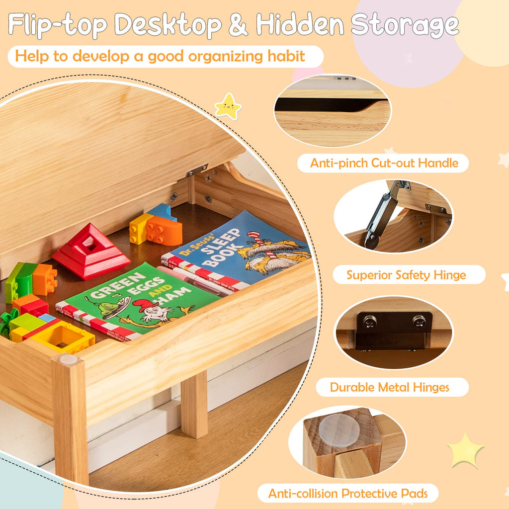  Flip Top Kids Art Craft Table - Costzon