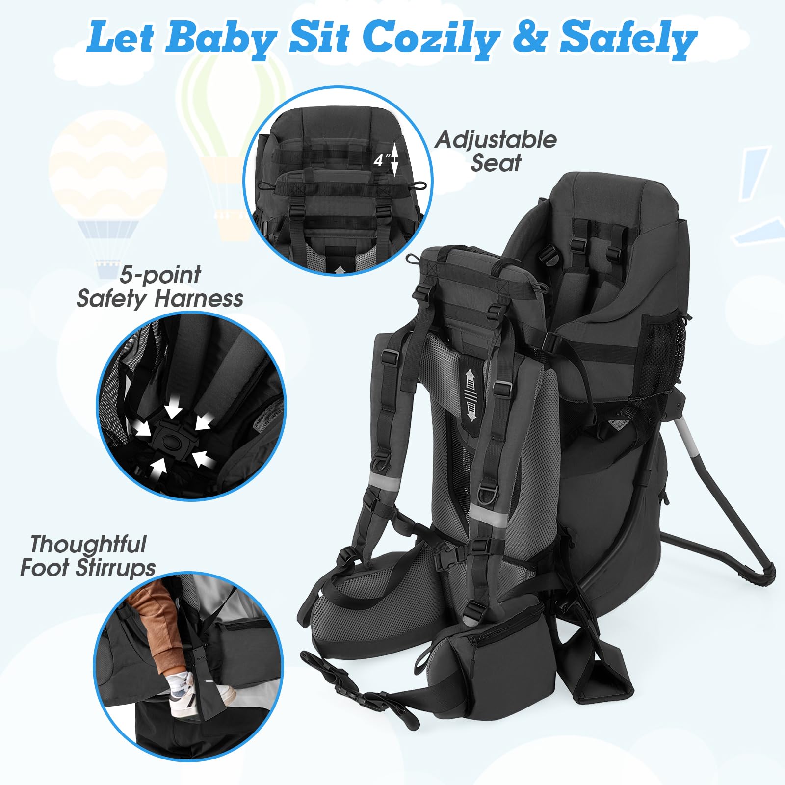 Lightweight Toddler Carrier Backpack - Costway