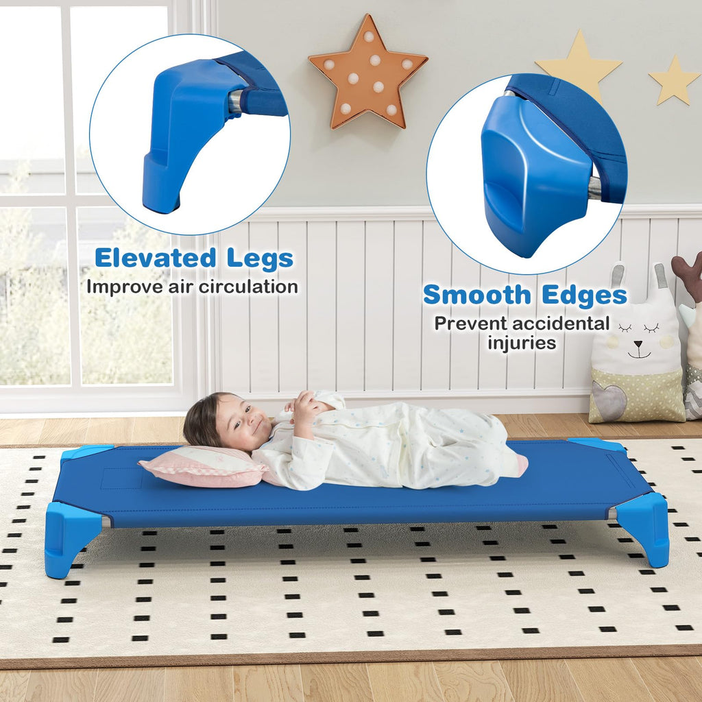 Stackable Cotts Costzon Daycare Cots for Kids, 6 PCS Space-Saving Stackable Cots w/Stu ...