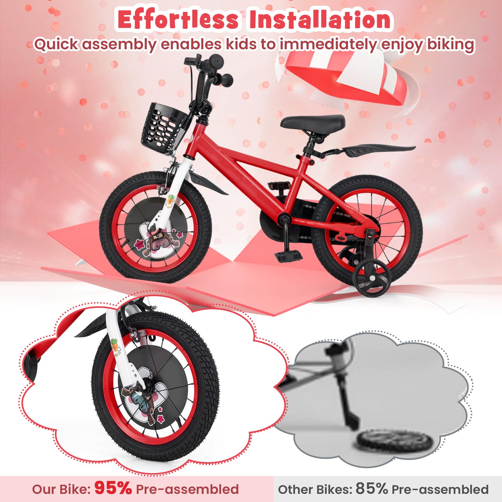 Compact Bike Frame Rabbit Costzon Rabbit Pilot Sporty Kids Bike, 14 Inch Child Bike for 3-8 Year ...