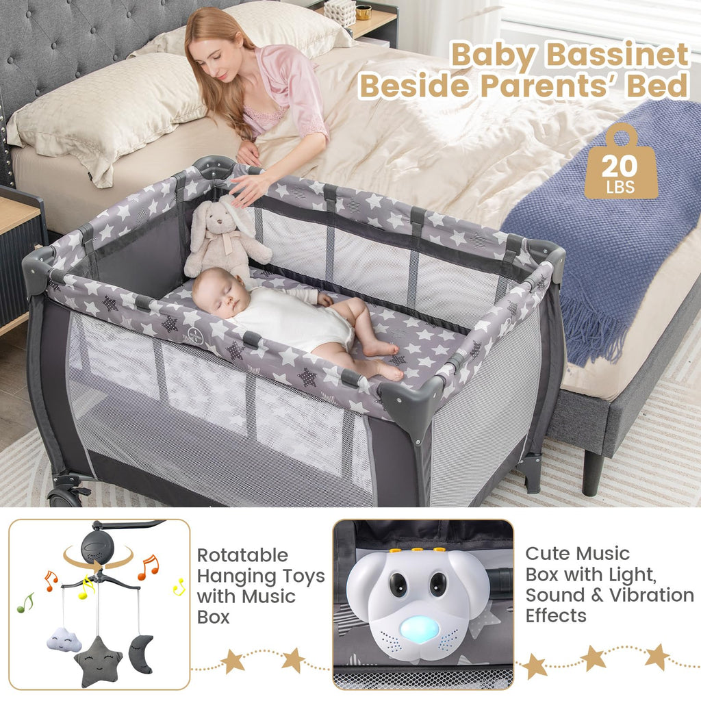 Costzon 3 in 1 Pack and Play with Bassinet