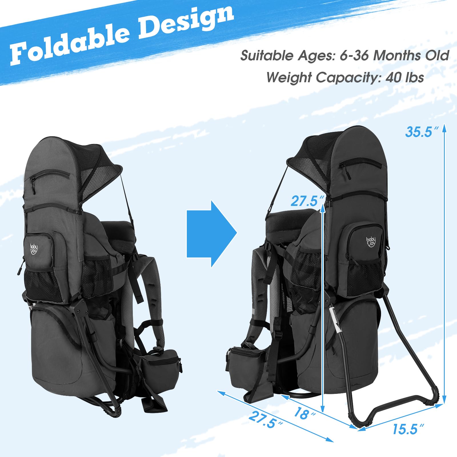 Lightweight Toddler Carrier Backpack - Costway