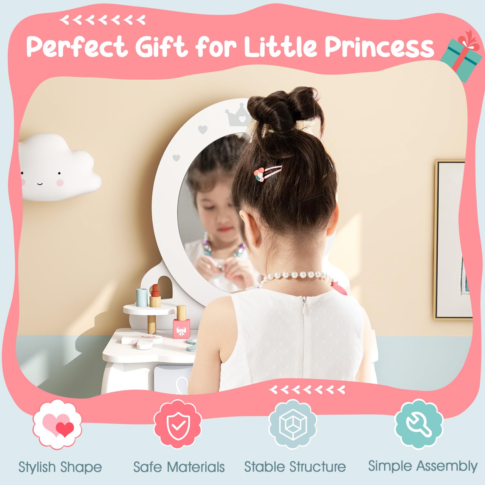 Costzon Kids Vanity Set with Mirror