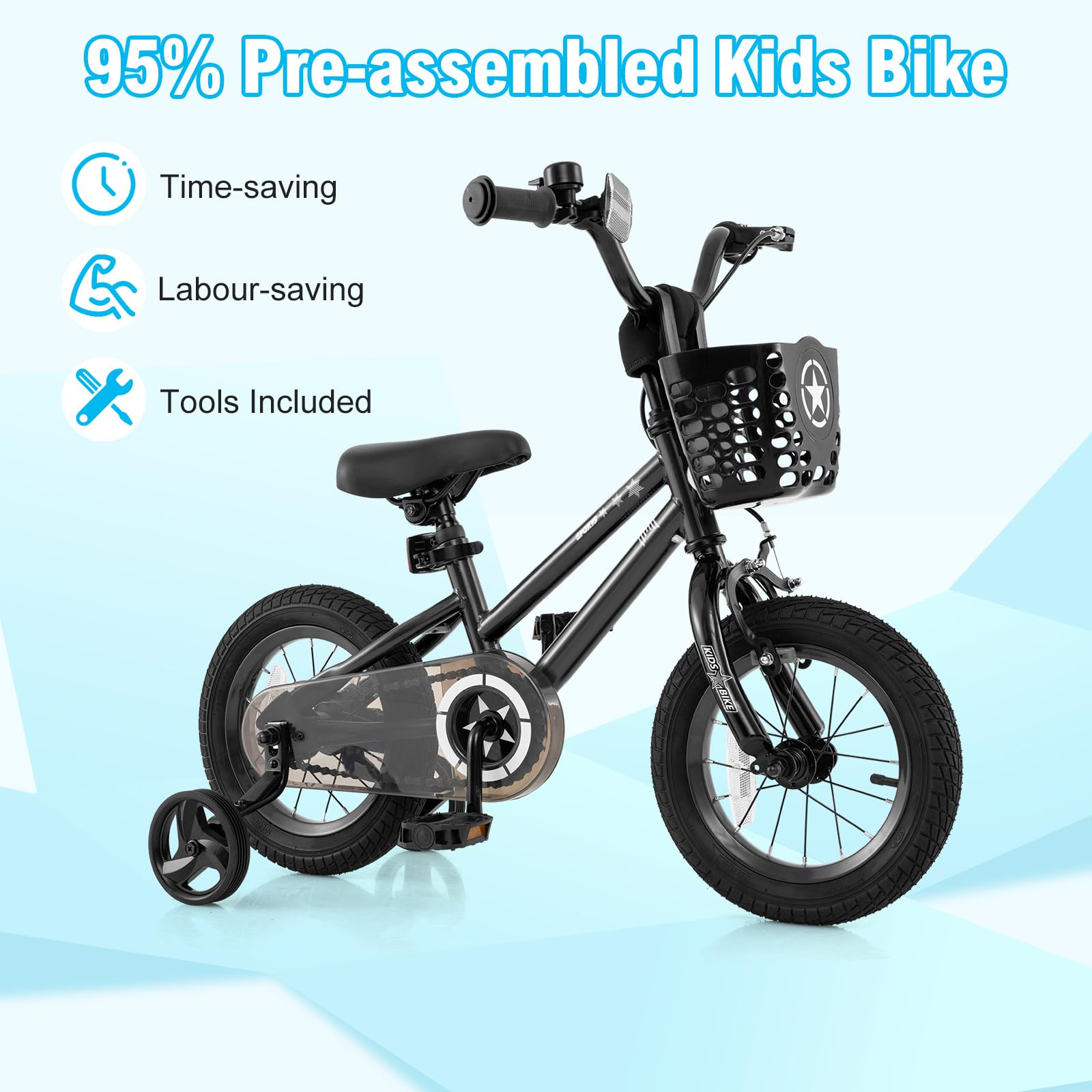 Kids Bike BABY JOY 18 Inch Girls Bike W/Removable Training