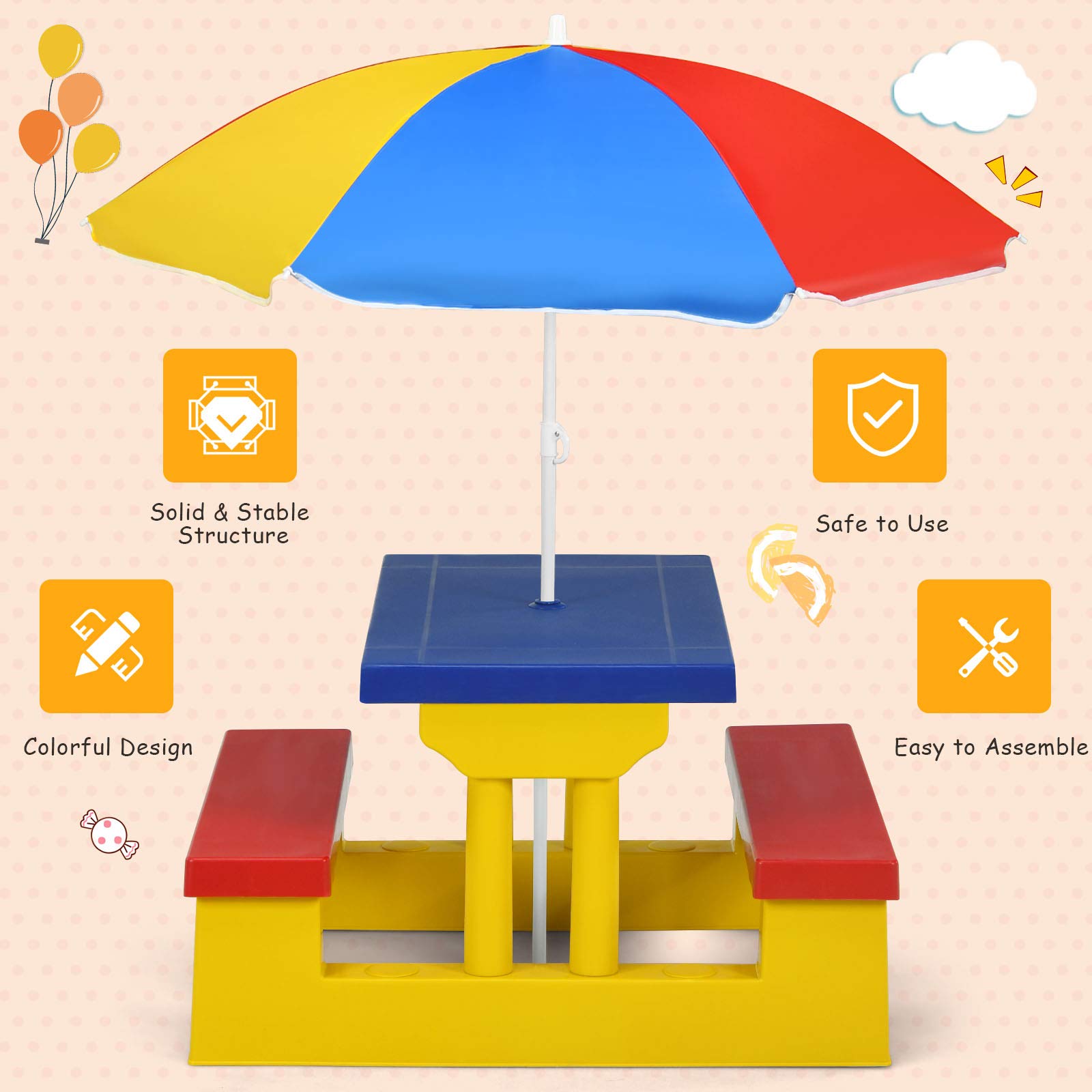 child patio table with umbrella Costzon Kids Outdoor Table and Chair Sets with Removable Umbrella – costzon
