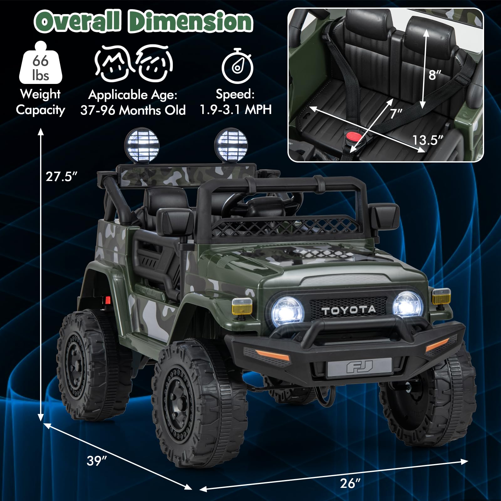 Berghoff – Voiture électrique enfant Toyota FJ Cruiser 12V – Télécommande – Pneus en caoutchouc Berghoff – Voiture électrique enfant Toyota FJ Cruiser 12V – Télécommande – Pneus en caoutchouc