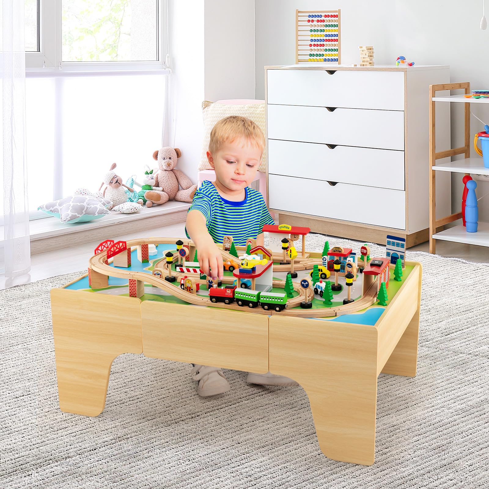 Kids Train Set KidKraft Metropolis Wooden Train Set Table With