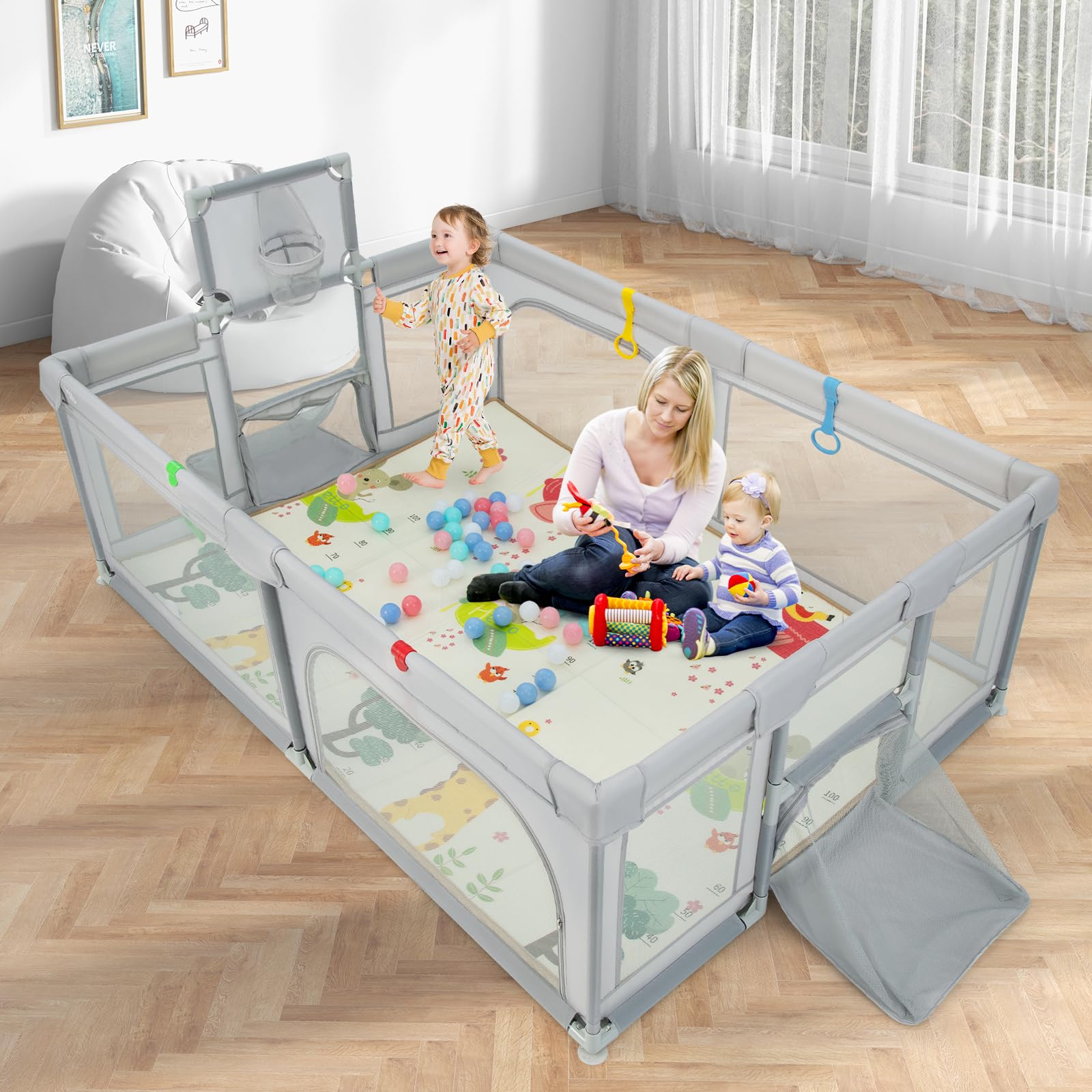 Costzon Large Baby Playpen with Mat, Playpen for Babies and