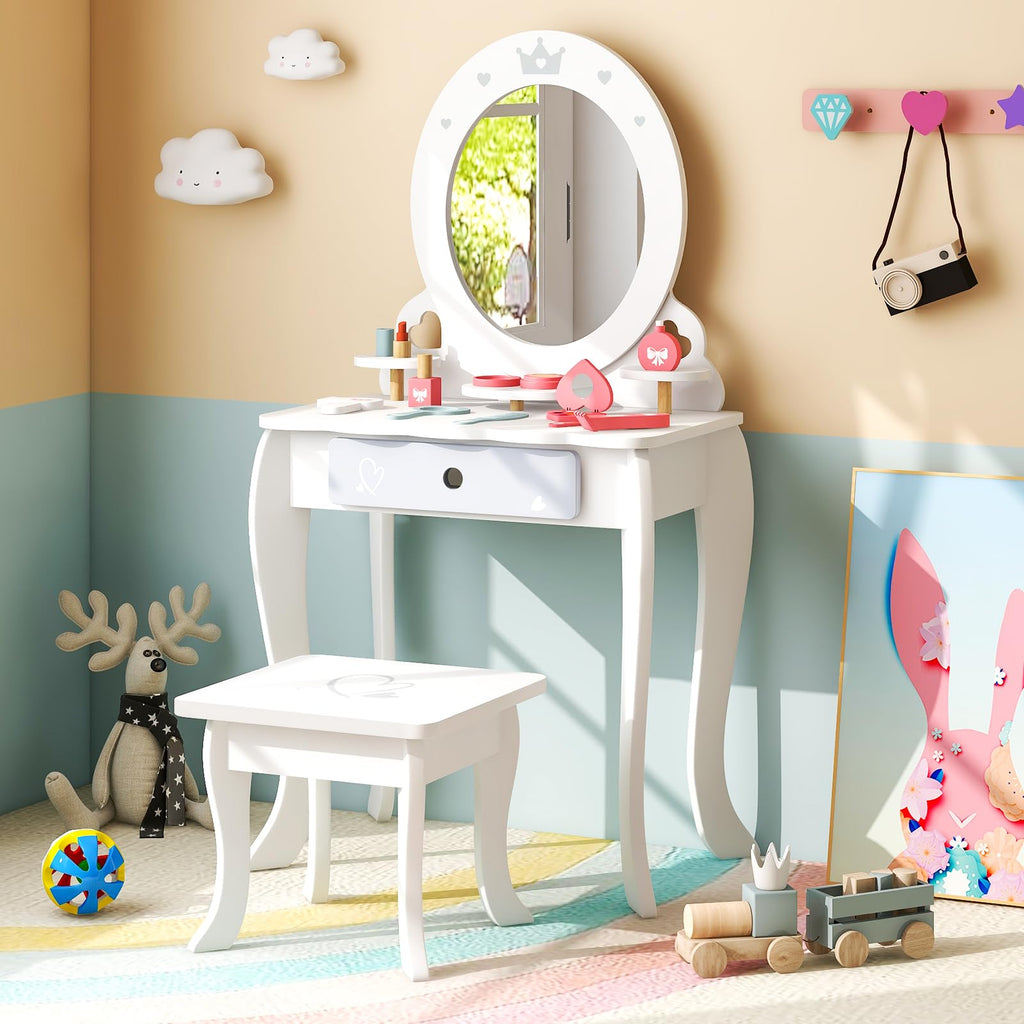 Costzon Kids Vanity Set with Mirror