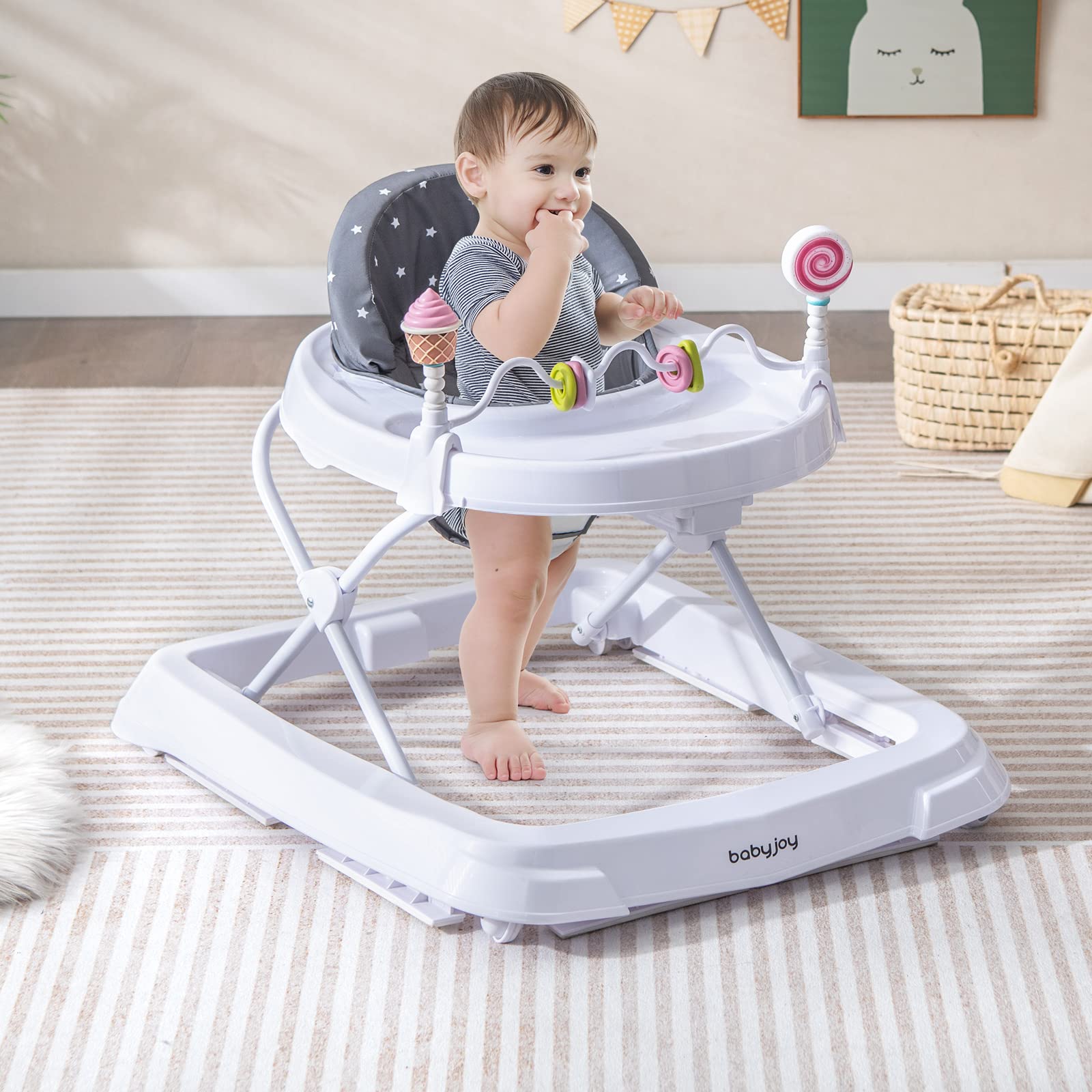 Babo Helper BABY JOY Baby Walker, Foldable Activity Walker Helper with Adjustable ...