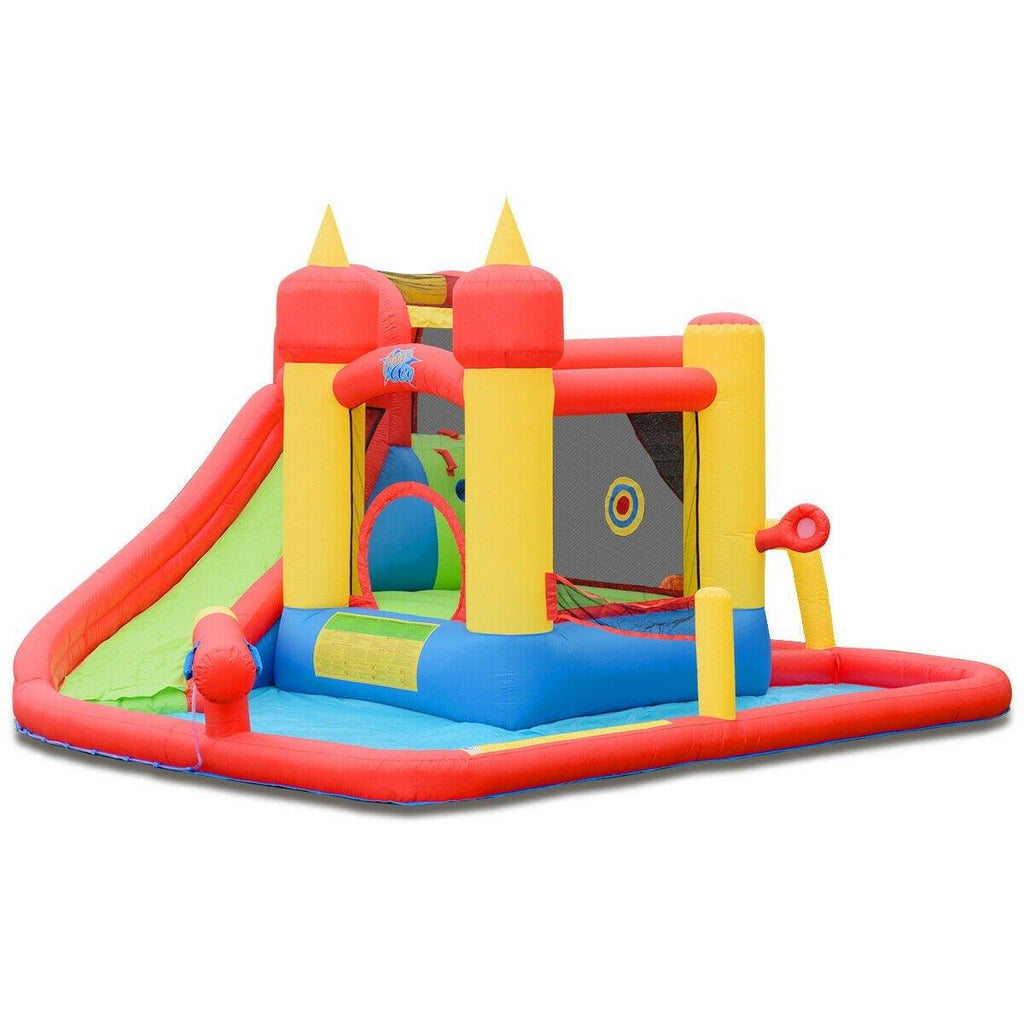 Inflatable Bounce House, Mighty 7 in 1 Water Slide Park - costzon