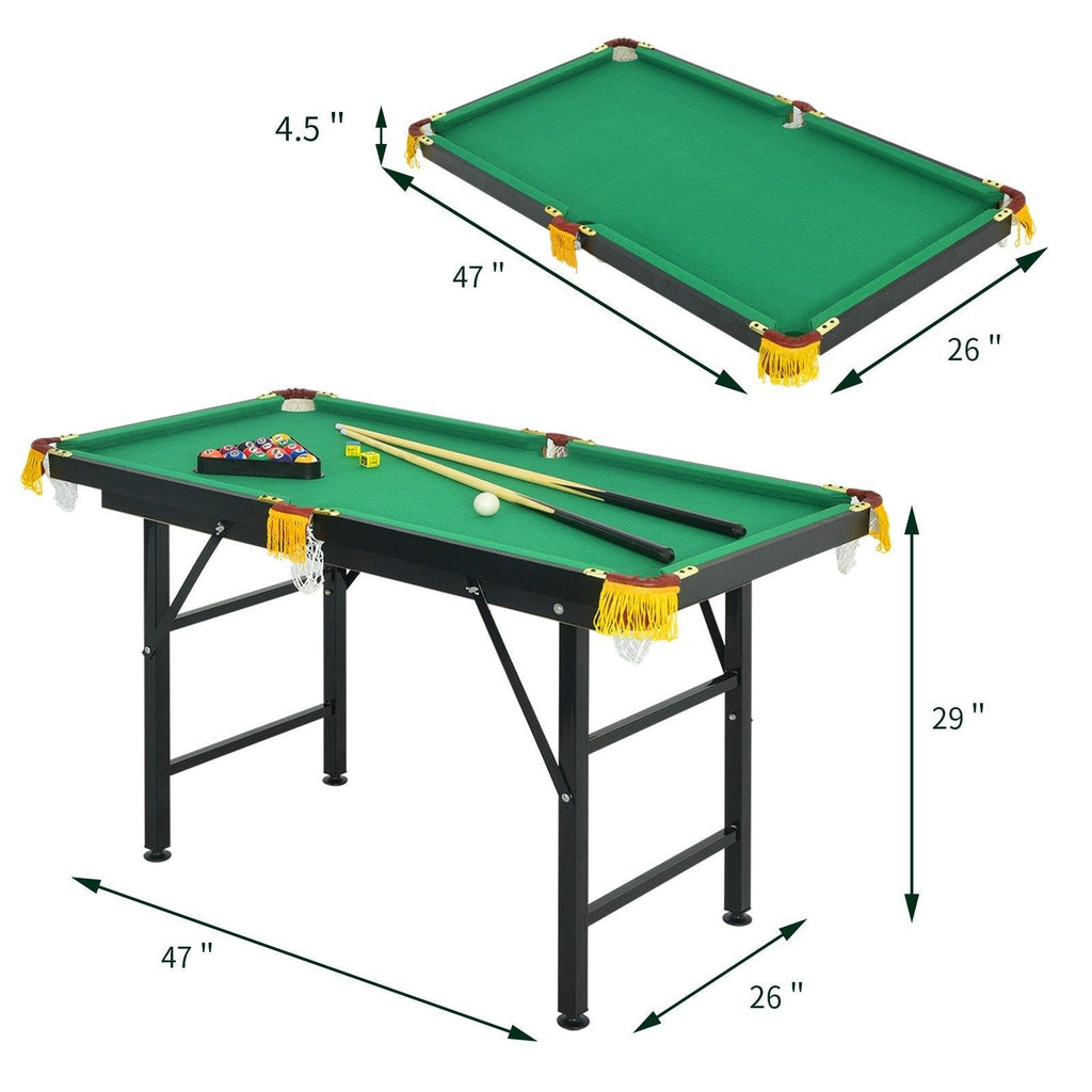 47" Folding Billiard Table, Pool Game Table Includes Cues - costzon