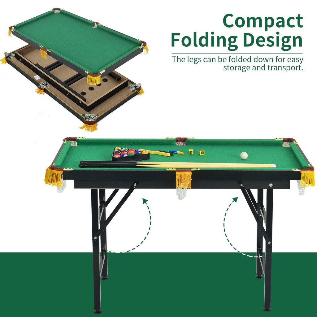 47" Folding Billiard Table, Pool Game Table Includes Cues - costzon