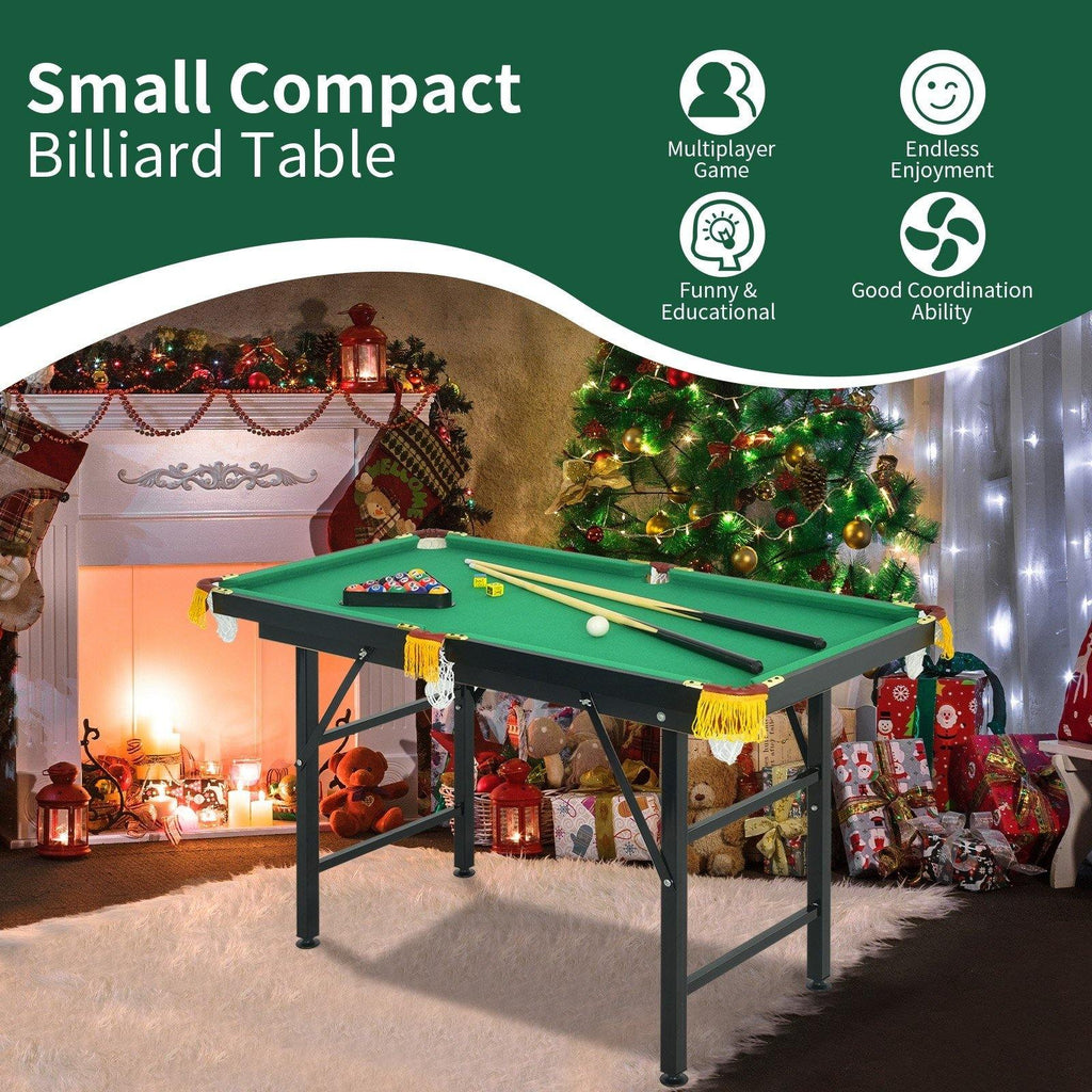 47" Folding Billiard Table, Pool Game Table Includes Cues - costzon