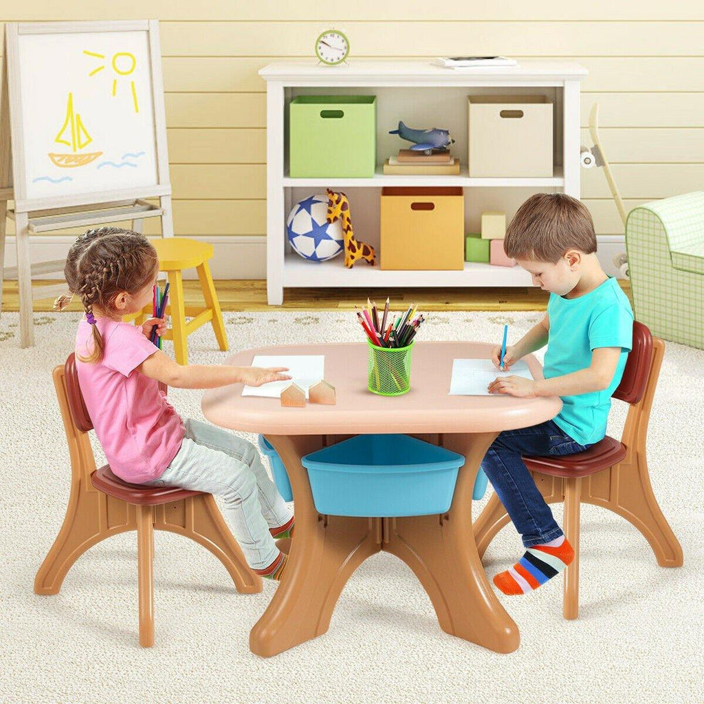 Kids Table and Chair Set, 3 Piece Activity Table - costzon