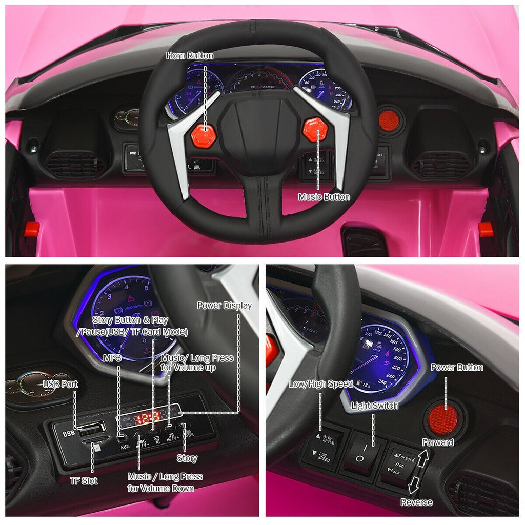 Costzon Pink Ride on Car, 12V Battery Powered Electric Vehicle w/ Manual & 2.4G Remote Control Modes - costzon