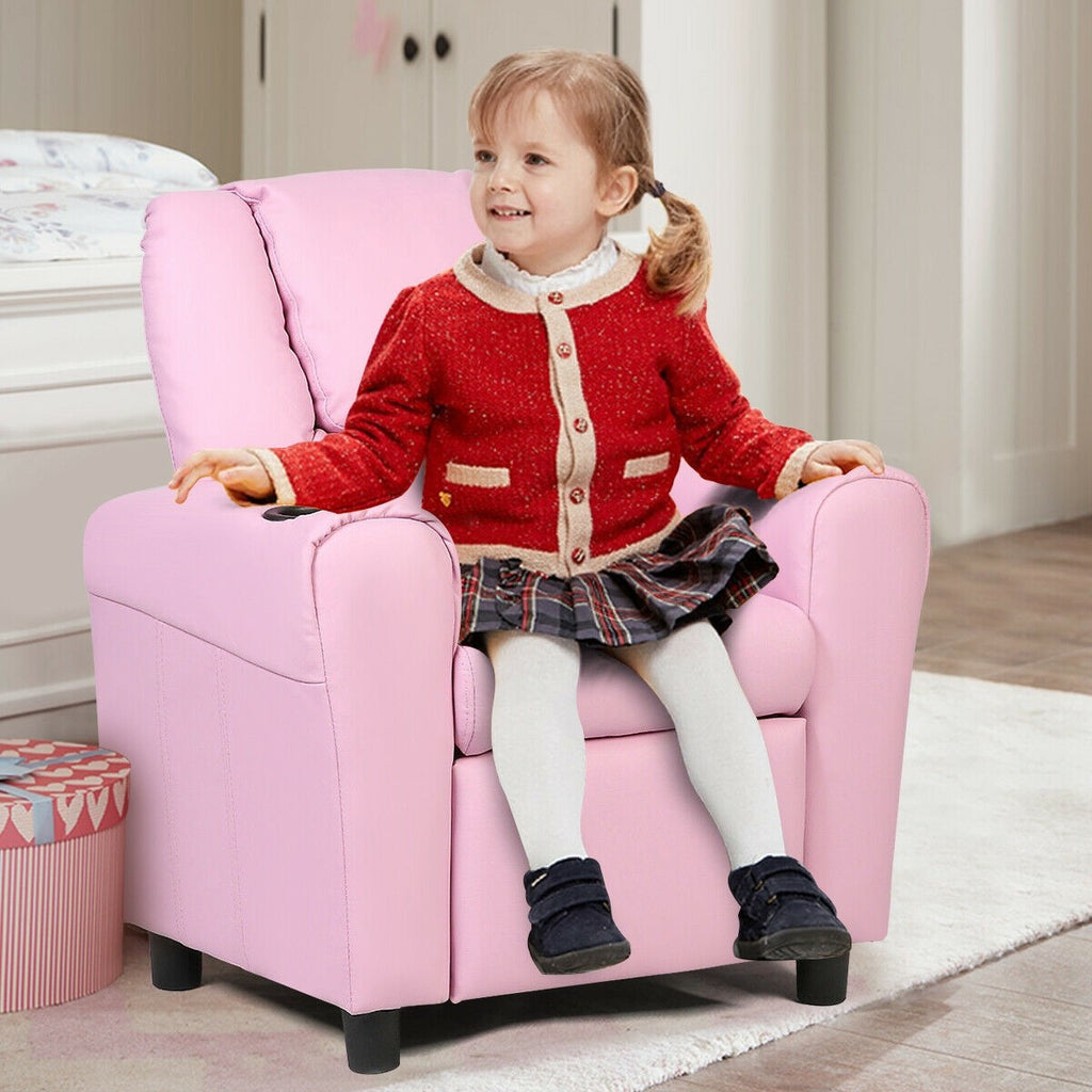 Kids Recliner Chair with Cup Holder Kids Room - costzon