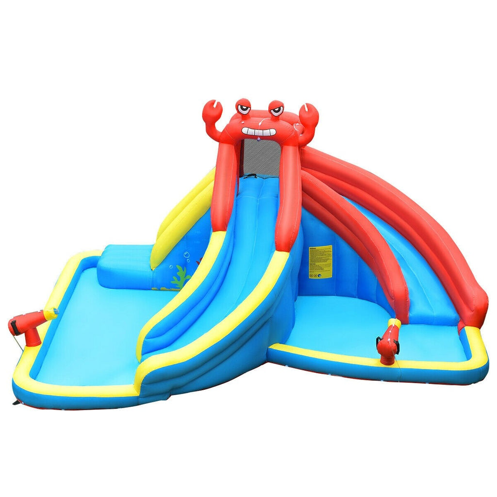 BOUNTECH Inflatable Water Slide, Crab Themed Bouncer Park w/Double Slides - costzon