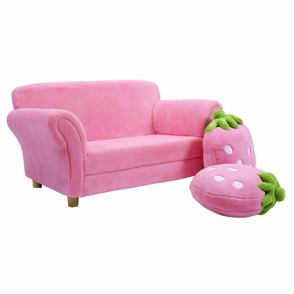 Kids Sofa, with 2 Cute Strawberry Pillows - costzon