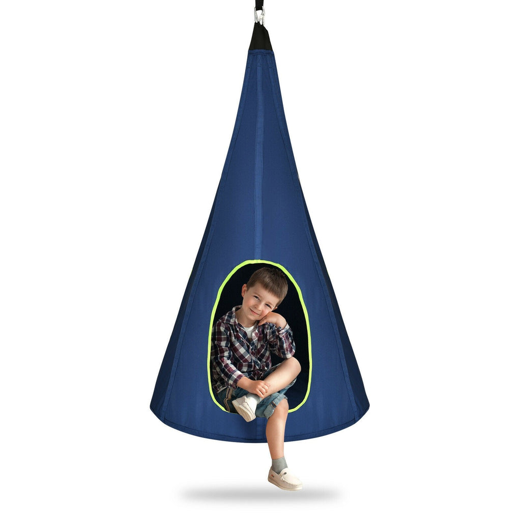 Kids Nest Swing Chair, Hanging Hammock Seat w/Adjustable Rope, 2 Windows and 1 Entrance - costzon