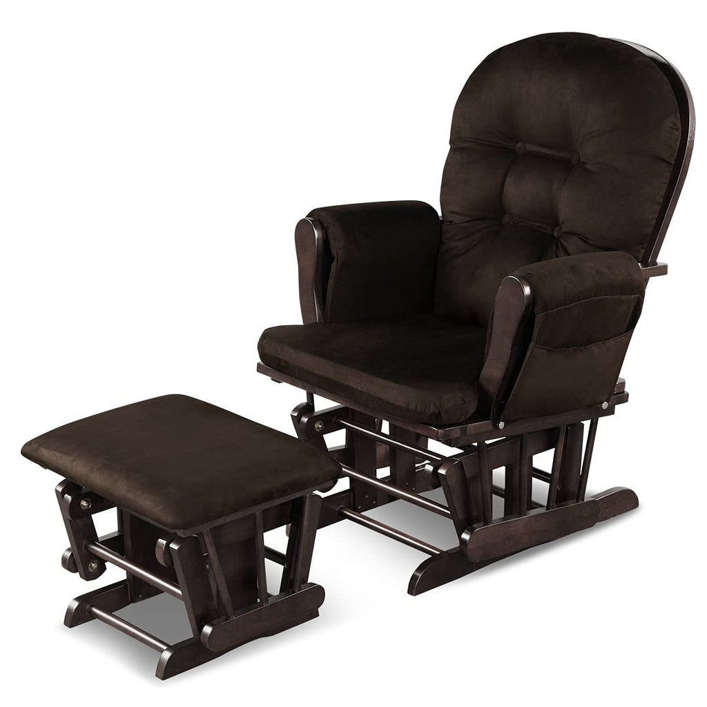  Glider and Ottoman Set, Wood Glider Rocker - Costzon