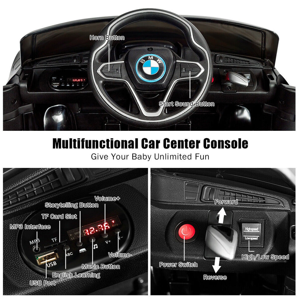 Costzon Ride on Car, Licensed BMW i8, 12V Battery Powered Electric Vehicle w/ 2 Motors, 2.4G Remote Control, 3 Speeds - costzon
