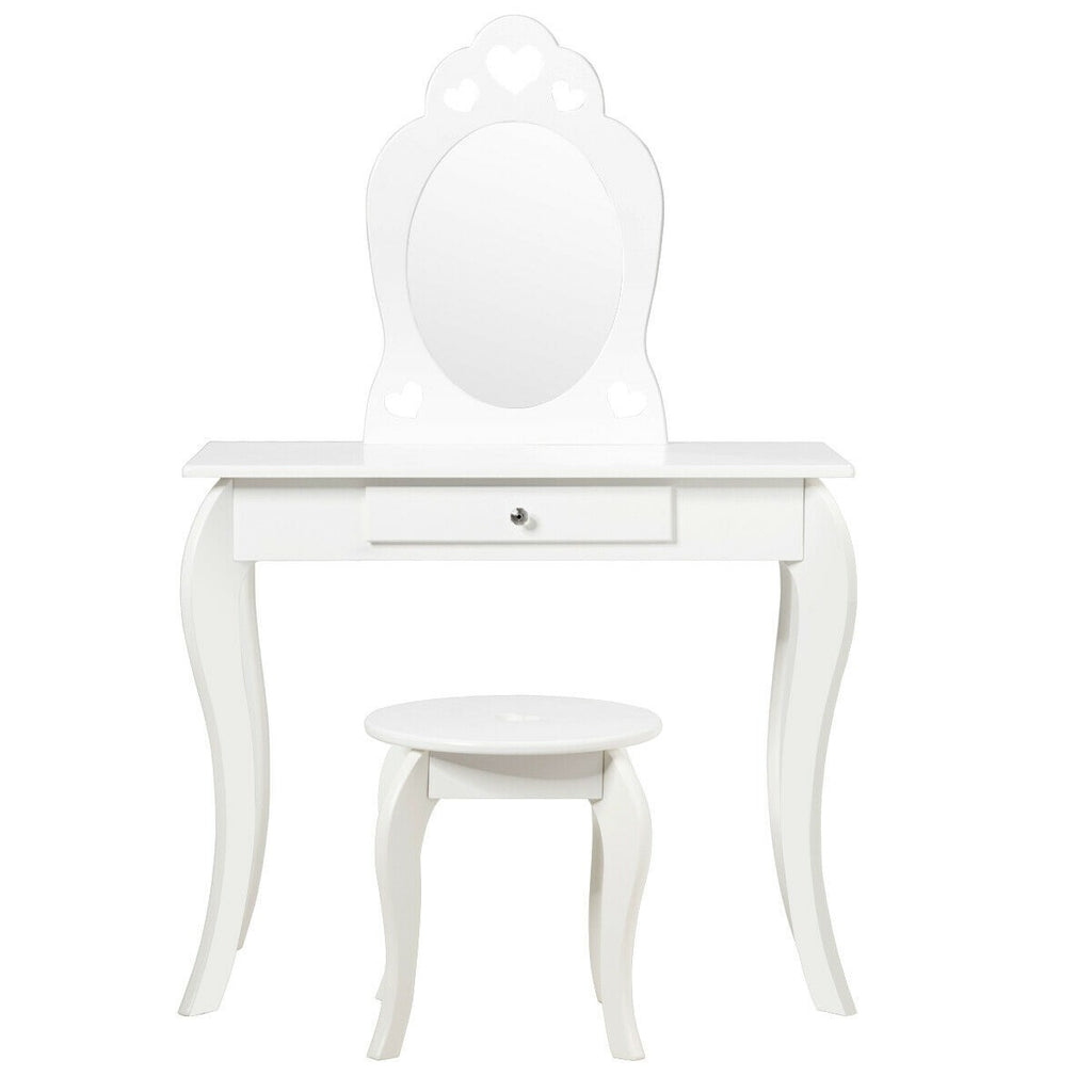 Costzon Kids Vanity Table, 2 in 1 Detachable Design with Dressing Table and Writing Desk - costzon