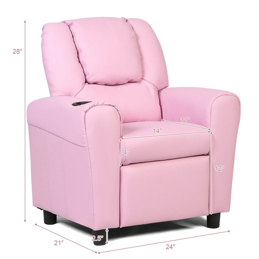 Kids Recliner Chair with Cup Holder Kids Room - costzon