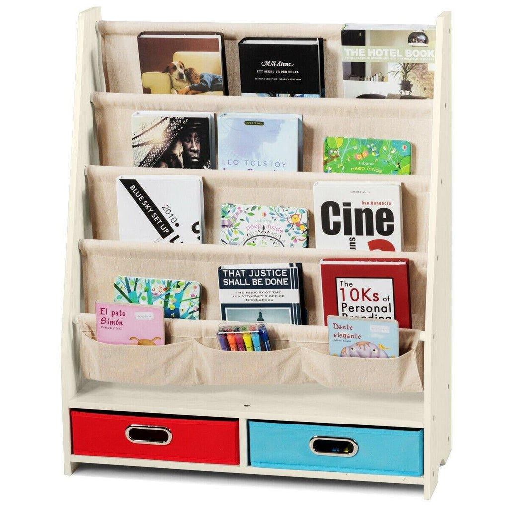 Costzon Bookshelf for Kids, 2 in 1 Children Display Bookcase Classroom Storage Organizer - costzon