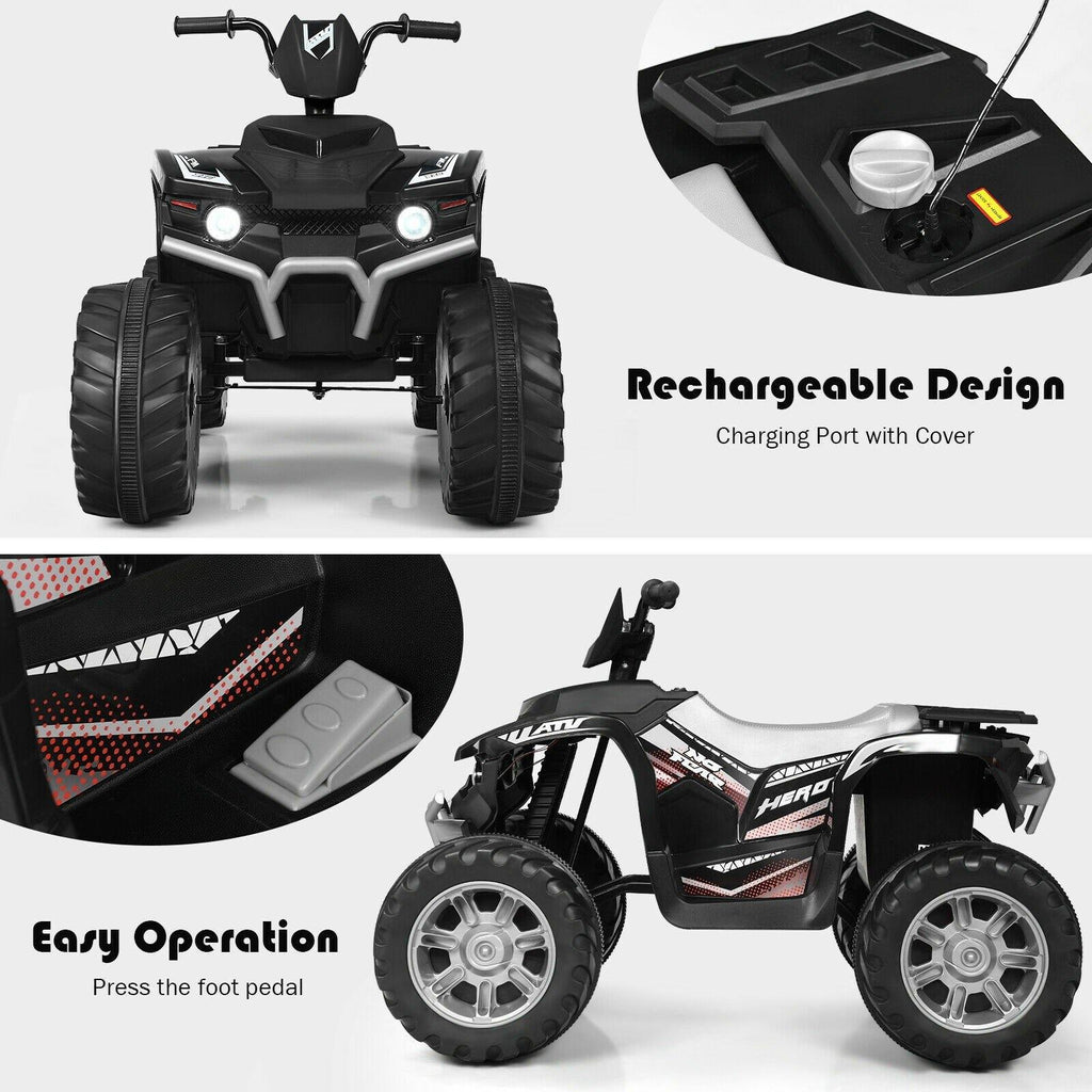 Costzon Kids ATV, 12V Battery Powered Electric Vehicle w/ LED Lights, High & Low Speed - costzon