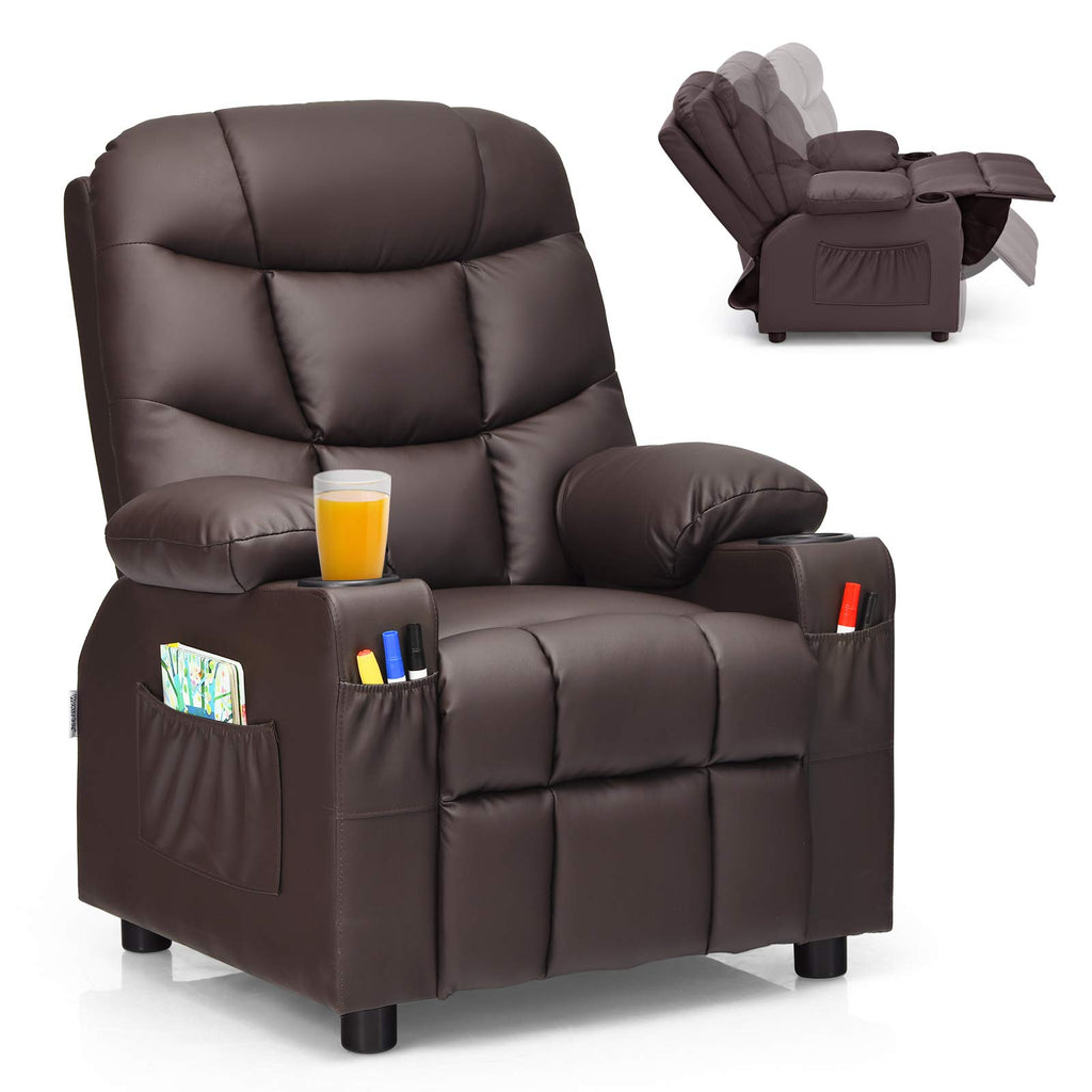 Kids Recliner Chair with Cup Holder - Costzon