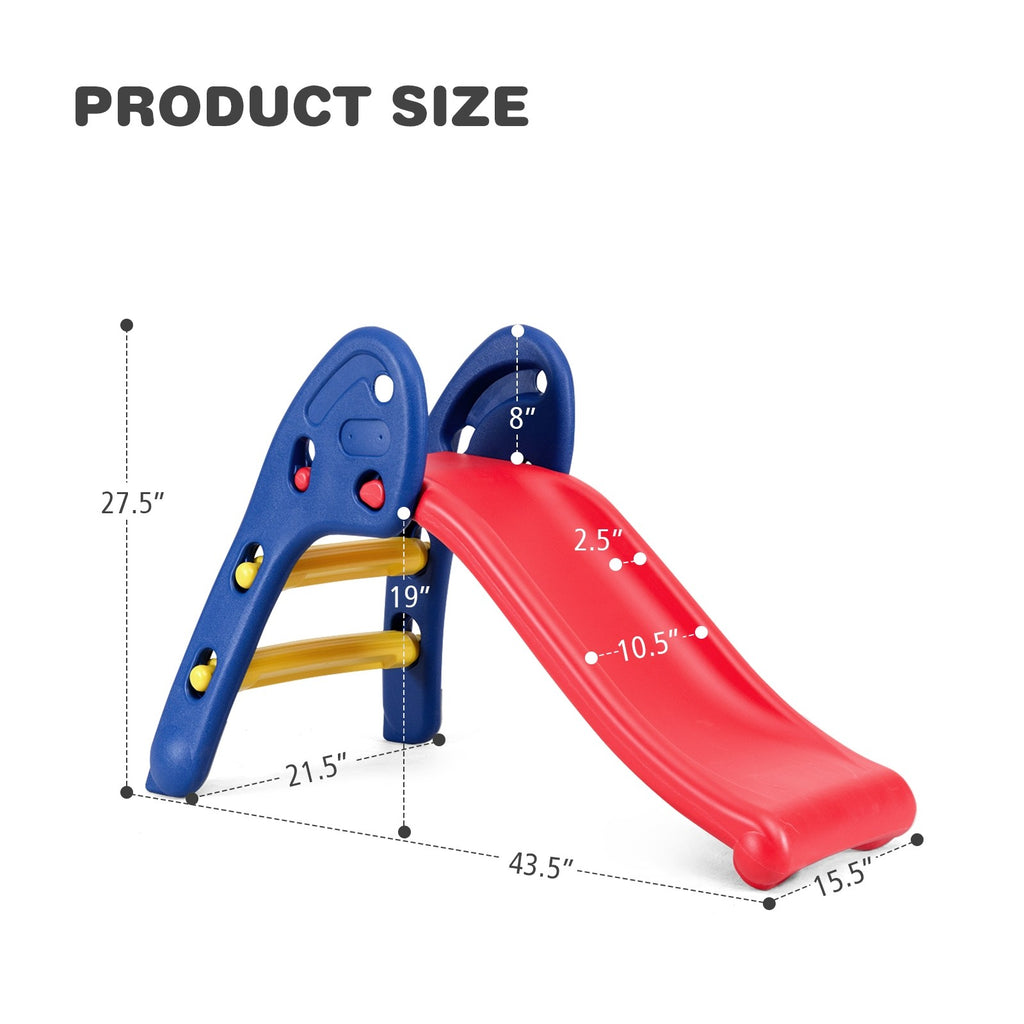 Joy Folding Slide, Indoor First Slide Plastic Play Slide Climber Kids (Ellipse Rail) - costzon