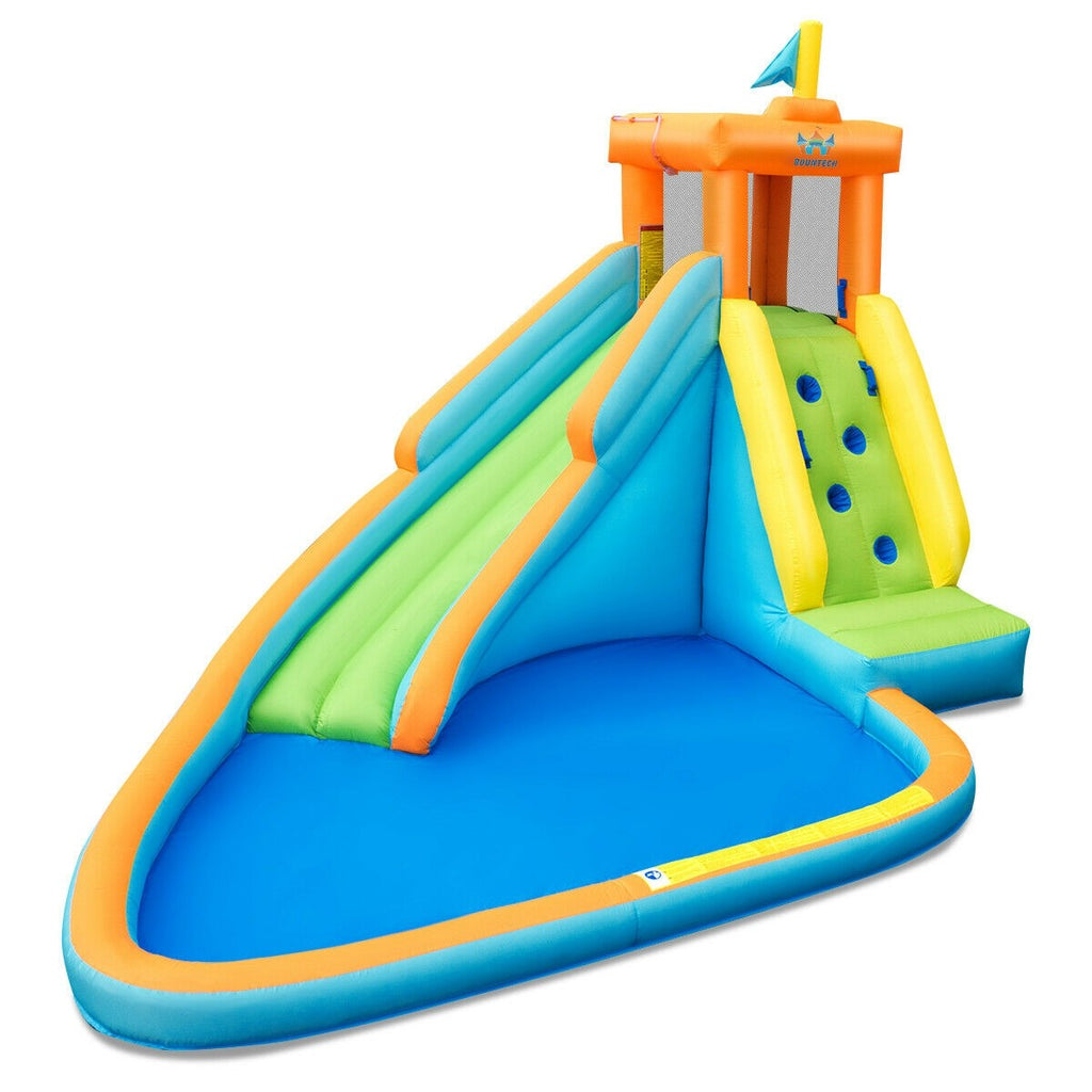 Inflatable Water Slide, Bouncer Pool w/Long Slide (with 740W Air Blower) - costzon