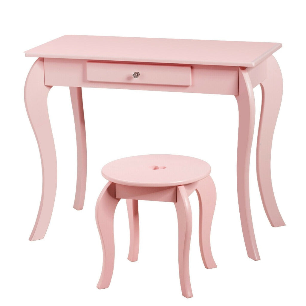 Costzon Kids Vanity Table, 2 in 1 Detachable Design with Dressing Table and Writing Desk - costzon