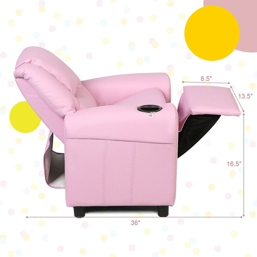 Kids Recliner Chair with Cup Holder Kids Room - costzon