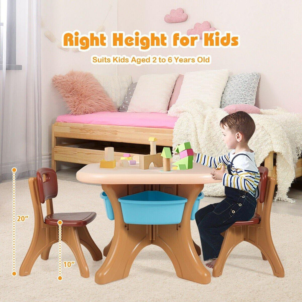 Kids Table and Chair Set, 3 Piece Activity Table - costzon